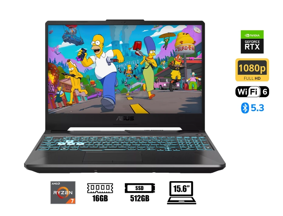 Laptop Asus Ryzen 7-7445hs A15 Tuf Gaming (90nr0jf7-m00f40) Pantalla 15.6" Fhd Ips, Ram 16gb, Ssd 512gb, Rtx 3050 4gb, S/s, Negro