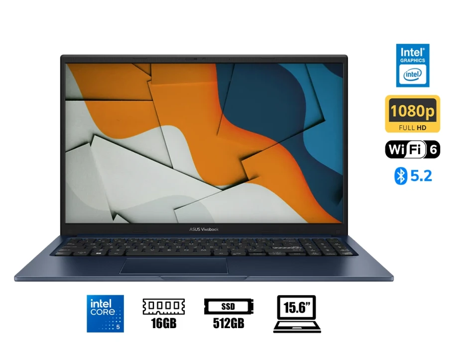 Laptop Asus Core 5 120u Asus Vivobook 15 X1504va-e82989 (90nb13y1-m00xl0) 15.6" Fhd, Ram 16gb, Ssd 512gb, Touch, Quiet Blue