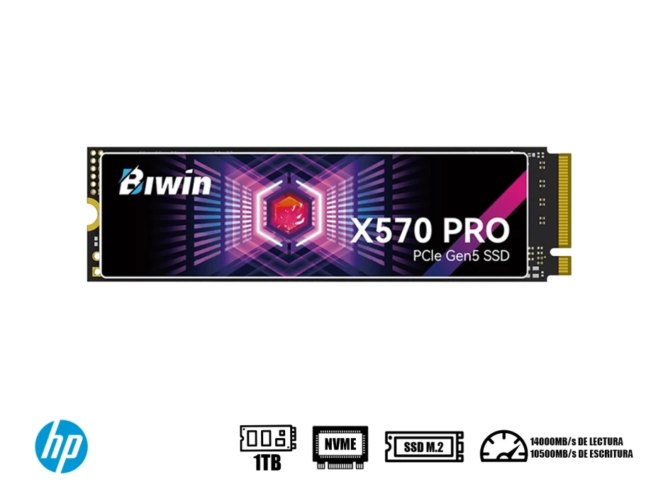 Unidad De Almacenamiento Ssd M.2 Pcie Biwin X570 Pro 1tb, 2280 (bx570dn01tb-rgx) 14000mb/s
