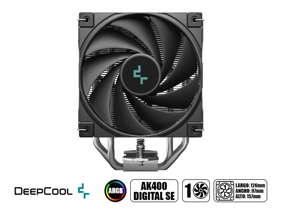 Cooler Para Procesador Deepcool Ak400 Diigital Se (r-ak400-bkadmn-gjd) 1 Ventilador, 120mm, Led Argb, Negro