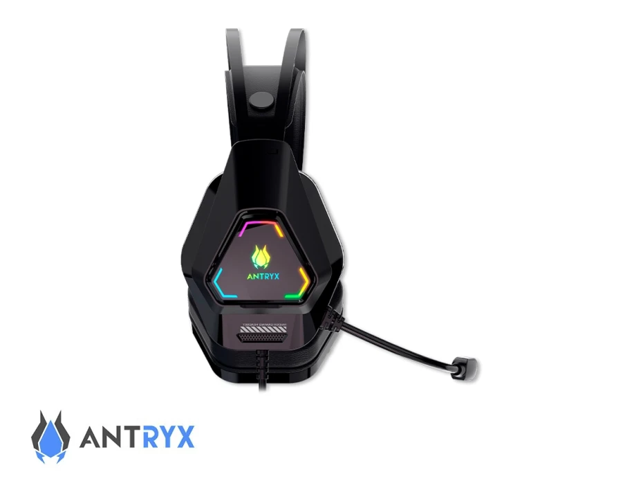 Auricular Antryx Raider Plus Gaming 7.1 (agh-7550k7rv) Con Microfono, Con Interfaz Usb, Rgb, Negro