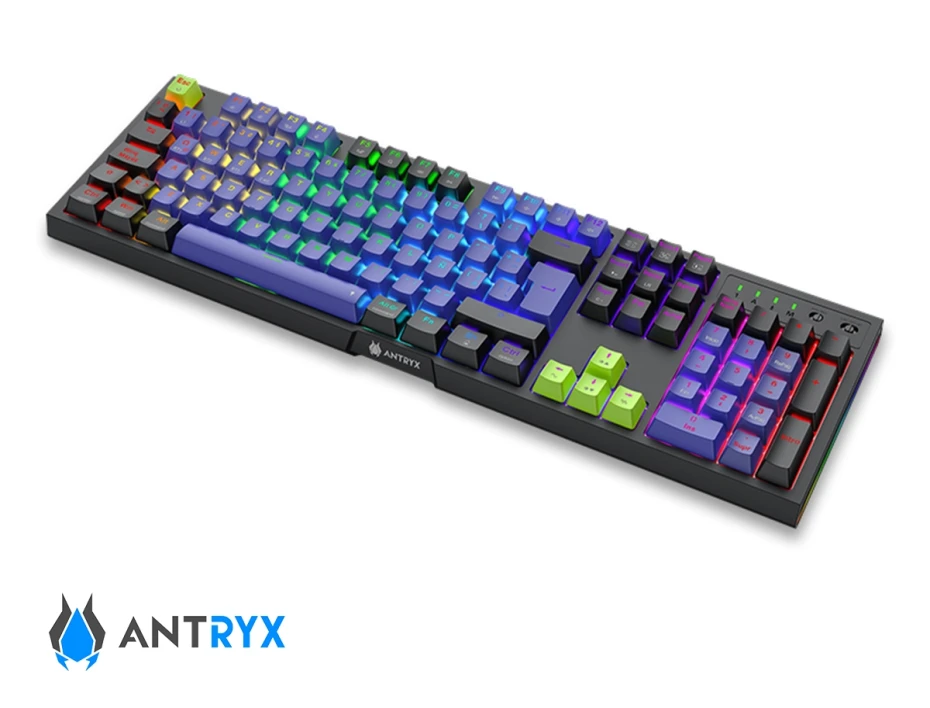 Teclado Gamer Antryx Mk865 Trix (amk-865txkre-sp) Mecanico | Switch Red | Negro Y Azul
