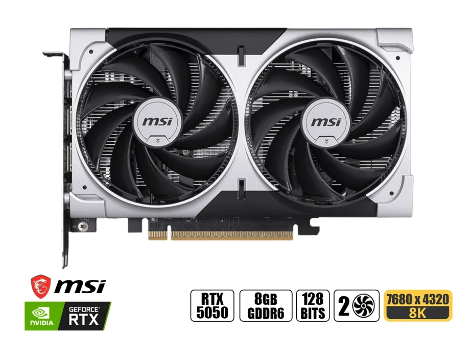 Tarjeta De Video Msi Geforce Rtx 5050 8gb Ventus 2x Oc Gddr6 (rtx 5050 8g Ventus 2x Oc) Nvidia 128 Bits, 2 Ventiladores