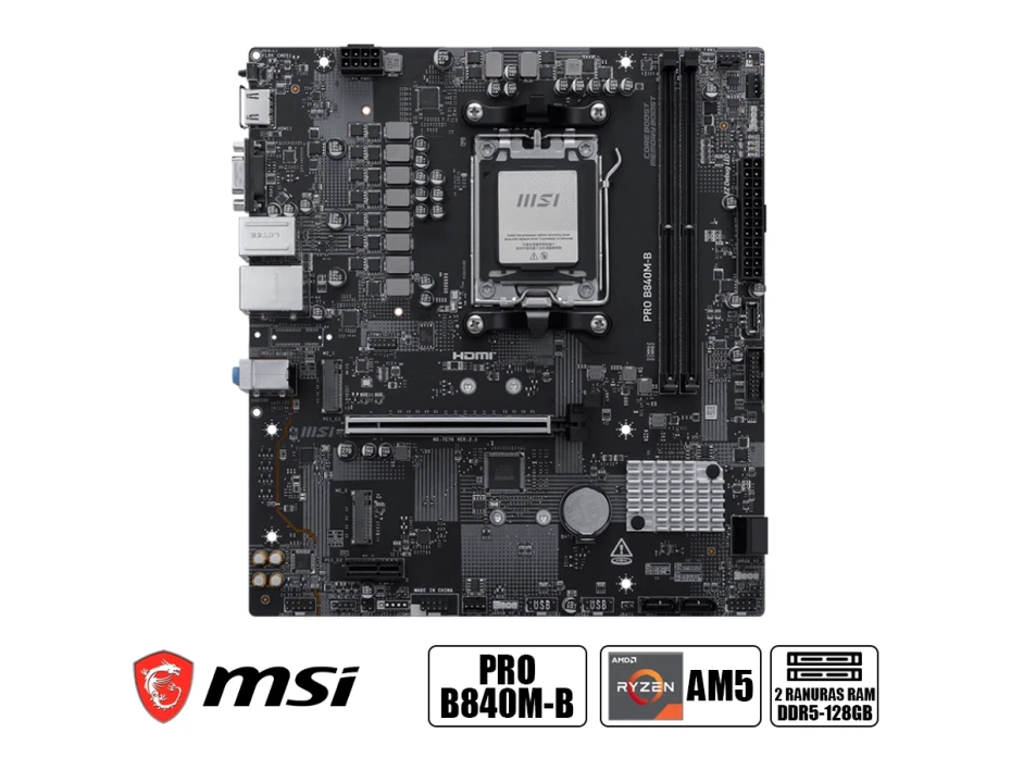 Placa Madre Msi  B840m-b Pro (pro B840m-b) Am5 2 Slot De Ram Ddr5