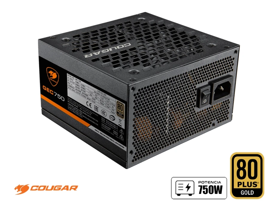 Fuente Cougar 750w Gold 80 Plus Gec 750 (31gc075.0001p) Atx, No Modular, Negro