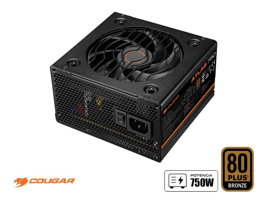 Fuente De Poder Cougar 750w Atlas 750 (31al075001p01) Atx, 80 Plus Bronze, No Modular, Negro