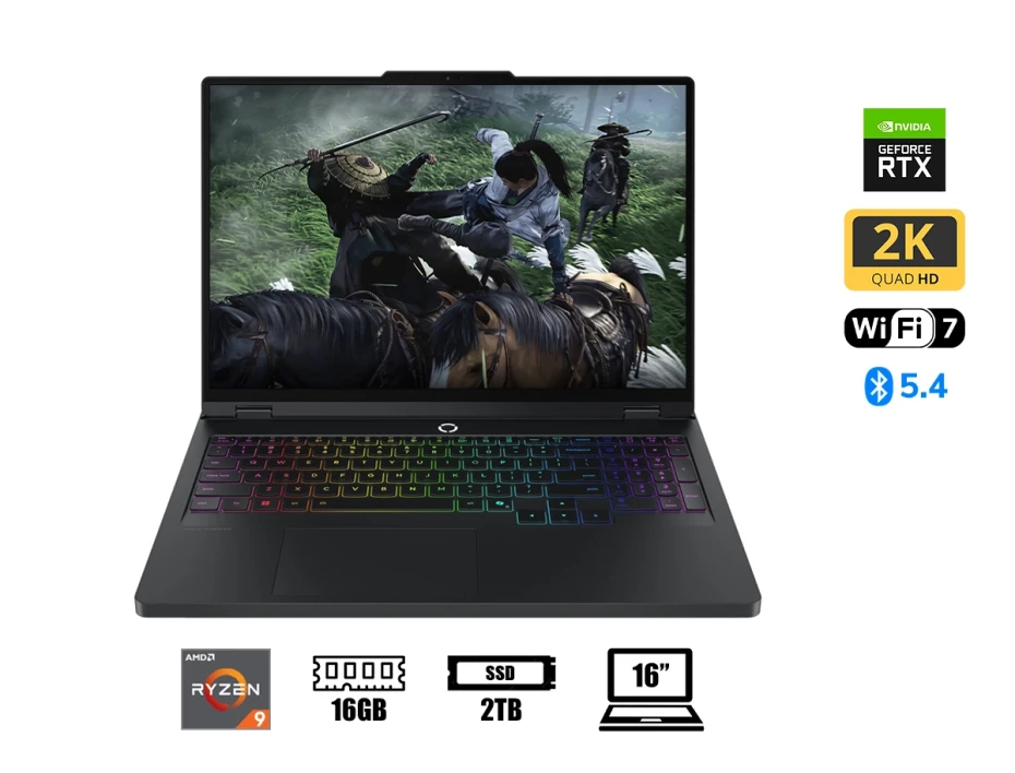 Laptop Lenovo Ryzen 9-9955hx Legion Pro 5 16afr10 Gaming (83f20027us) 16" (2560x1600) Oled 165hz, Ram 16gb, Ssd 2tb, Rtx 5060 8gb, Win11, Rgb, Black