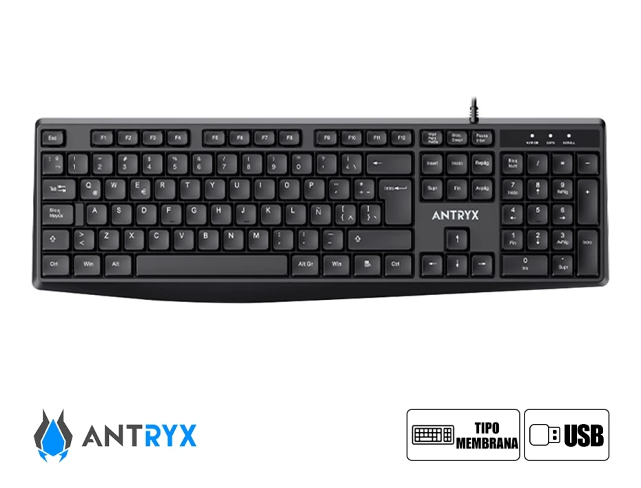 Combo 2 En Uno Antryx Precision Ps960 (asc-ps960kv2-sp) Teclado + Mouse, 1200 Dpi, Negro