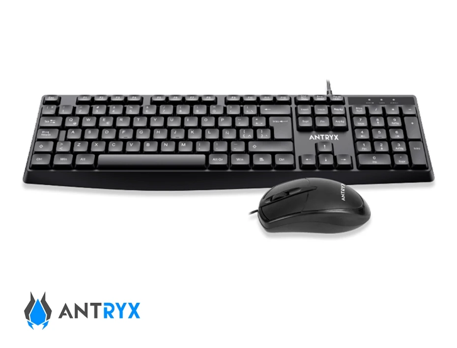 Combo 2 En Uno Antryx Precision Ps960 (asc-ps960kv2-sp) Teclado + Mouse, 1200 Dpi, Negro