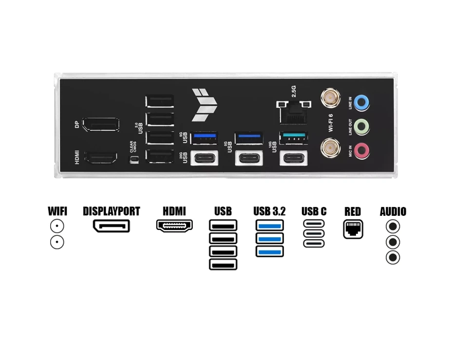 Placa Madre Asus B760m-plus Tuf Gaming Wifi Btf (tuf-gaming-b760m-btf-wifi ) Socket Lga 1700, Ram Ddr5, 13va, 12va Gen, Conectores Atras