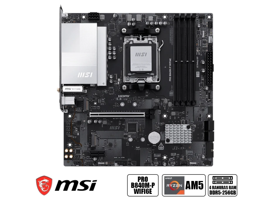 Placa Madre Msi  B840m-p Pro, Wifi6e (90-pro B840m-p Wifi6e) Am5 2 Slot De Ram Ddr5