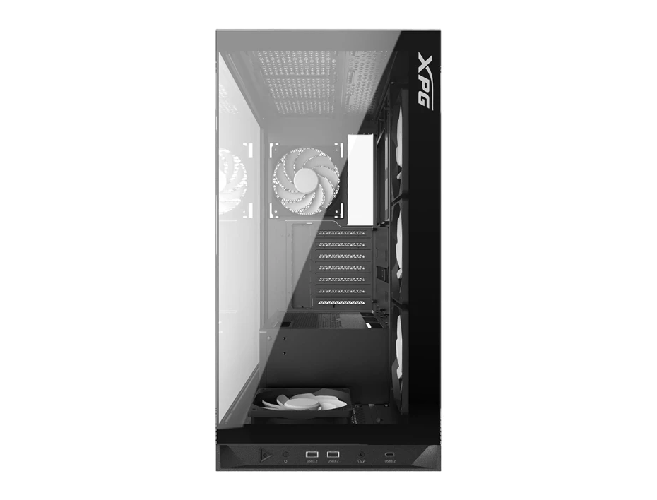 Case Xpg Invader X Black S/fuente (iinvaderxmt-bkcww) Panel De Vidrio, 5 Fans. Raiser Pcie.4.0, Negro