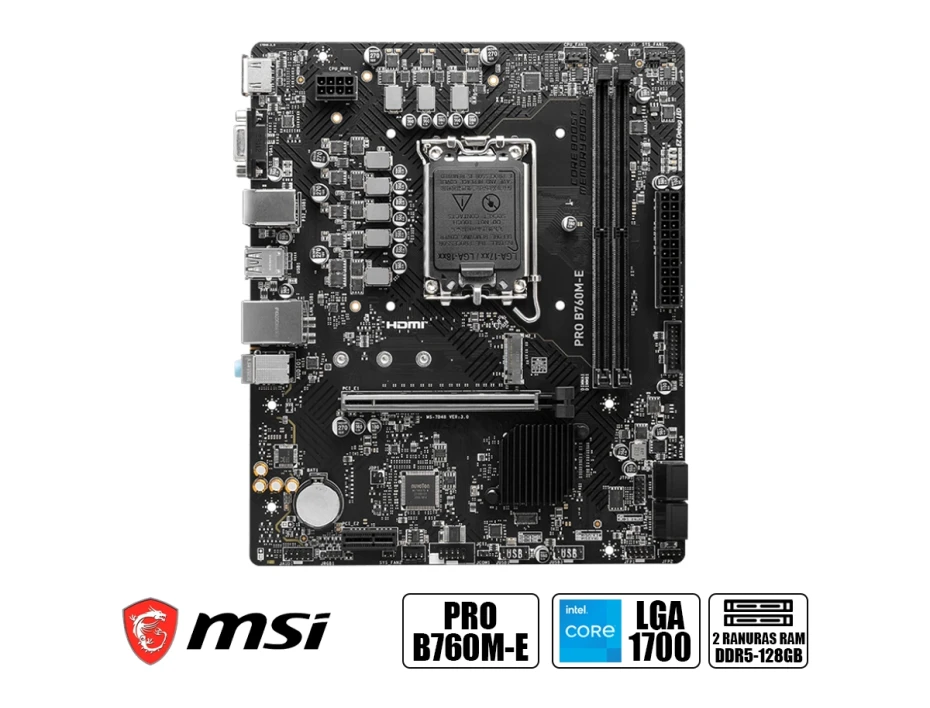 Placa Madre Msi B760m-e Pro Ddr5 (911-pro-b760m-e-ddr5) Socket Lga 1700, Ram Ddr5, 14va, 13va, 12va Gen