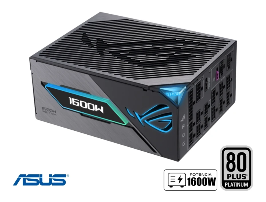 Fuente De Poder Asus 1600w Atx, Platinum 80 Plus, Rog Thor Con Rgb Modular, Color Negro (90rog-thor-1600t3-g)
