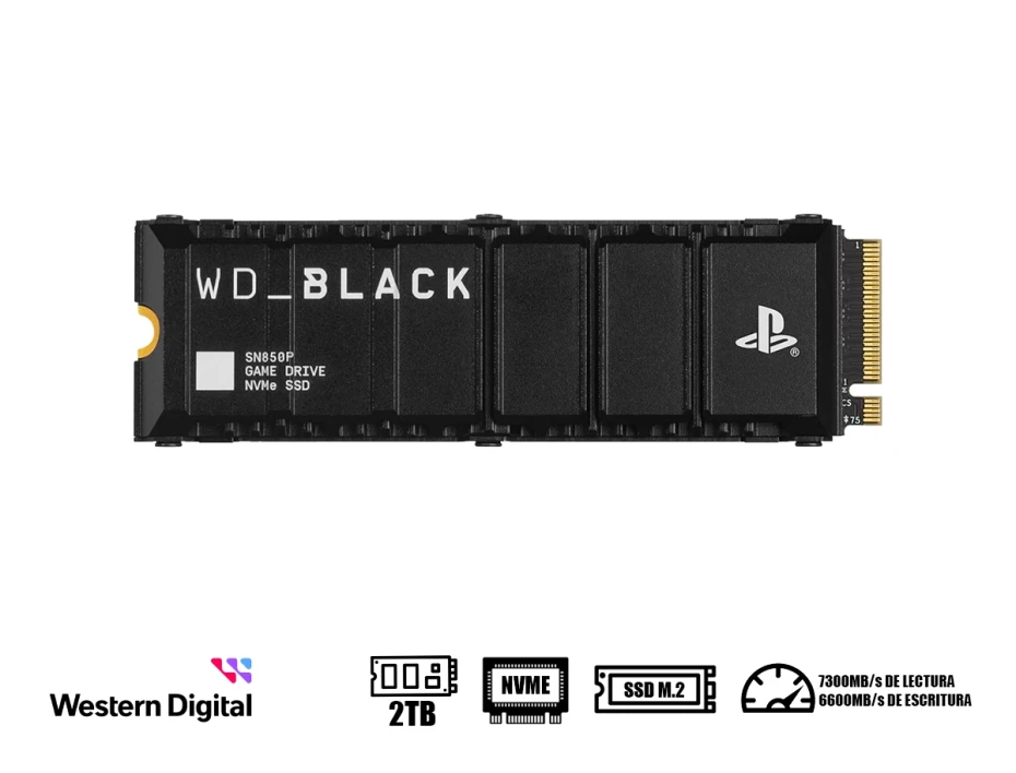 Unidad De Almacenamiento Ssd M.2 Pcie Western Digital 2tb Nvme Sn850p Wd Black, 2280 (wdbbyv0020bnc-wrsn) Hasta 7300mb/s De Lectura