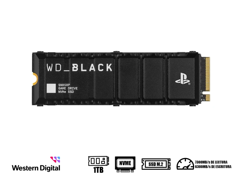 Unidad De Almacenamiento Ssd M.2 Pcie Western Digital 1tb Nvme Sn850p Wd Black, 2280 (wdbbyv0010bnc-wrsn) Hasta 7300mb/s De Lectura