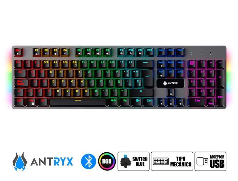 Combo 2 En Uno Antryx  Inalambrico Gc-4500 Trix (agc-4500txkbl-sp) Teclado, Switch Blue, Mouse 8000 dpi, negro