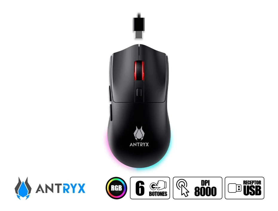 Combo 2 En Uno Antryx  Inalambrico Gc-4500 Trix (agc-4500txkre-sp) Teclado, Switch Red, Mouse 8000 dpi, negro