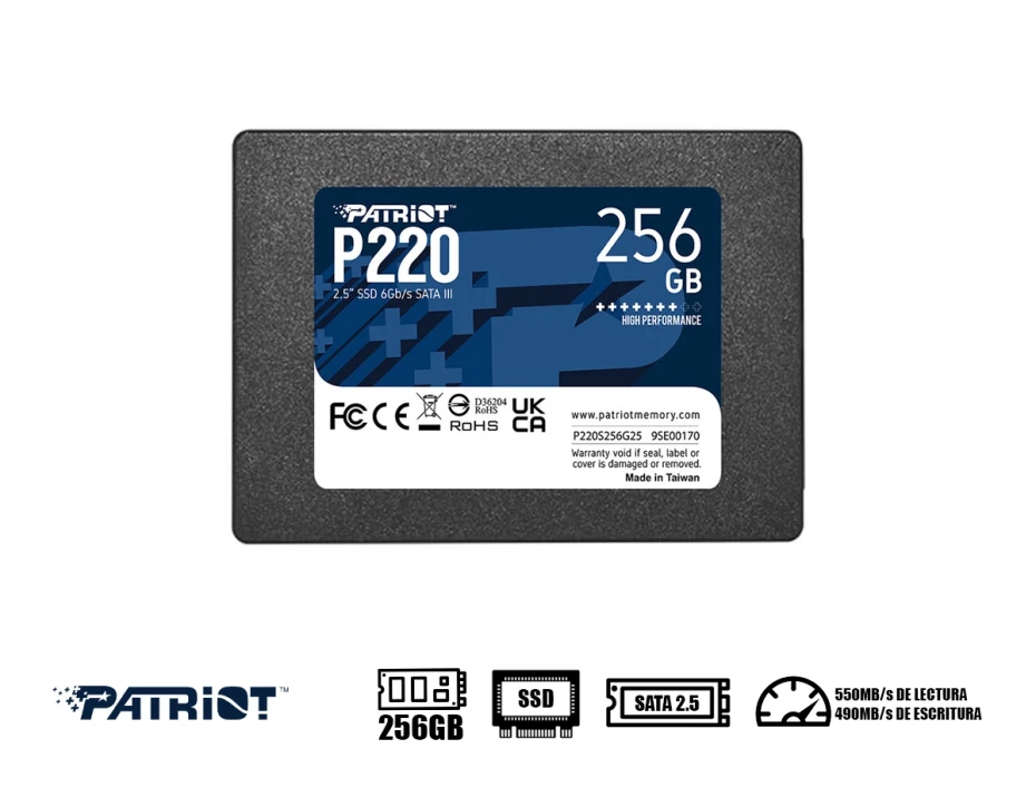 Unidad De Almacenamiento Ssd Sata 2.5 Patriot 256gb P220 (p220s256g25) 550mb/s