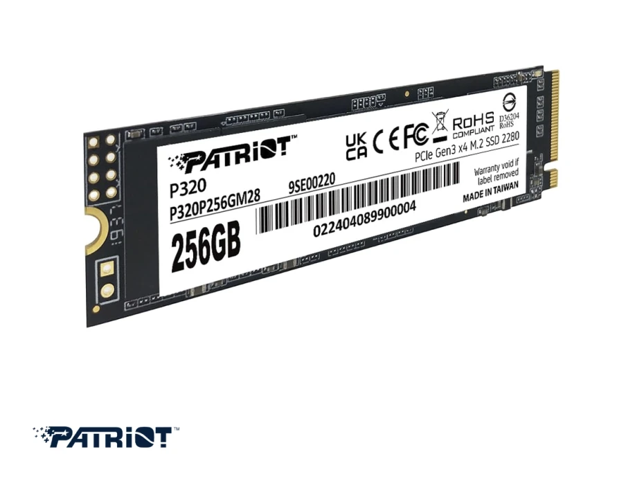 Disco Solido Ssd M.2 Pcie Patriot 256gb P320 2280, Gen3, Nvme, Unidad Interna De Estado Solido, Para Pc, Laptop, Lectura 3000mb/s (p320p256gm28)