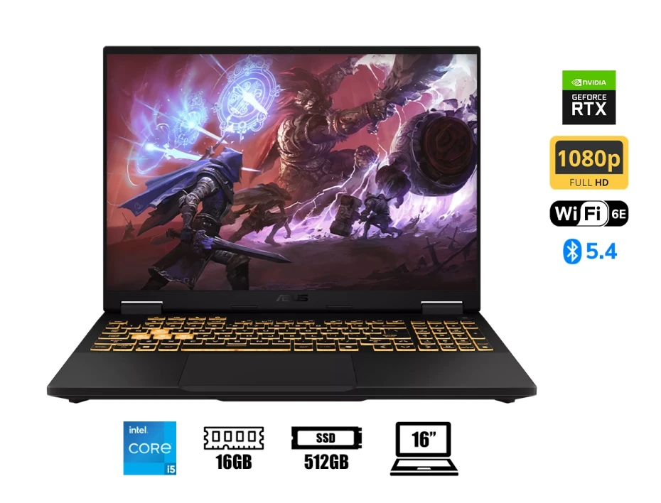 Laptop Asus Core I5 13450hx Tuf Gaming F16 Fx608jh-rv010 (90nr0mh1-m00210) 16" Fhd 165hz, Ram 16gb, Ssd 512gb, Rtx 5050 8gb,  S/sistema, esp.