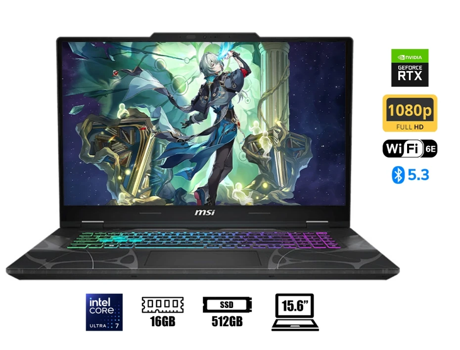 Laptop Msi Core Ultra 7-240h Cyborg 15 B2rwfkg-071us Gaming (cyborg15b2071) Pantalla 15.6" Fhd, Ram 16gb, Ssd 512gb, Rtx 5060 8gb, Win11, Black