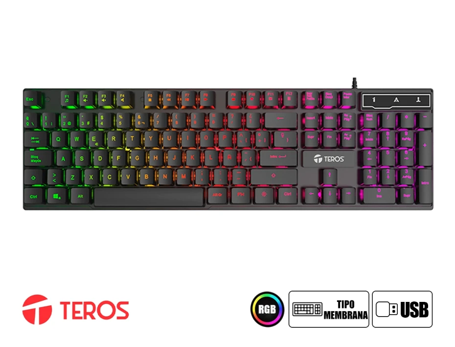 Teclado Teros Gaming (te-4072g) Led-rgb, Black