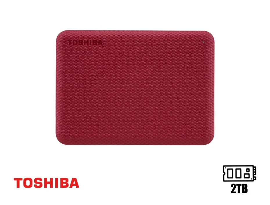 Disco Duro Externo Toshiba 2tb Canvio Advance V10, Conexion Usb, Usb 3.2 Gen1, Unidad De Almacenamiento Portable, Rojo (hdtca20xr3aa)