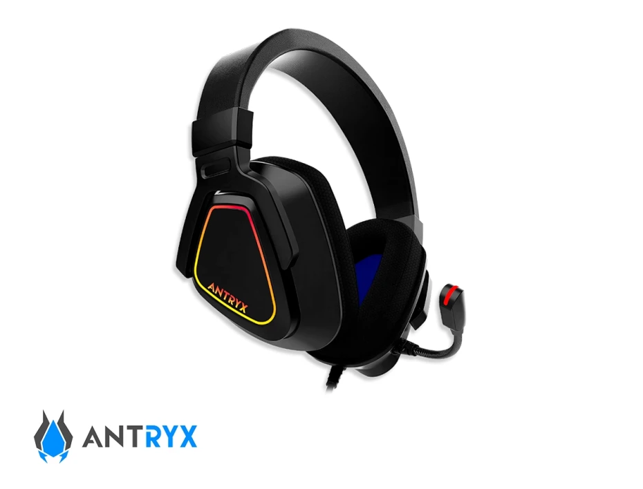Auricular Antryx  Gh-850 Rgb Gaming (agh-850bk7rv) Con Microfono, Interfaz Usb, Negro C/ Gris