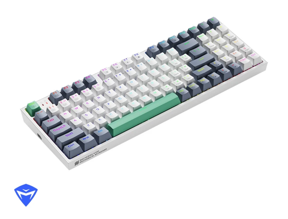 Teclado Gamer Inalambrico Machenike (k500 Pro) Mecanico, Switch Brown, Blanco-plomo