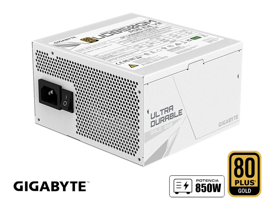 Fuente De Poder Gigabyte 850w (gp-ud850gm Pg5 Ice) Atx | Gold 80 Plus | Modular | Blanco