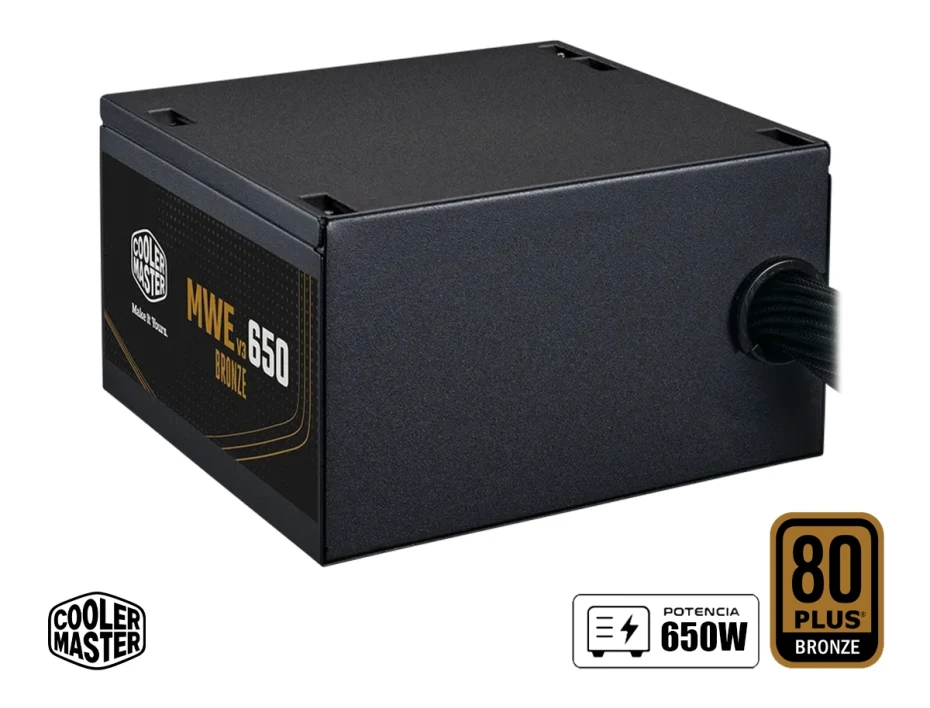 Fuente De Poder Cooler Master 650w Mwe V3 (mpe-6501-acabw-bus) Atx, 80 Plus Bronze, Negro