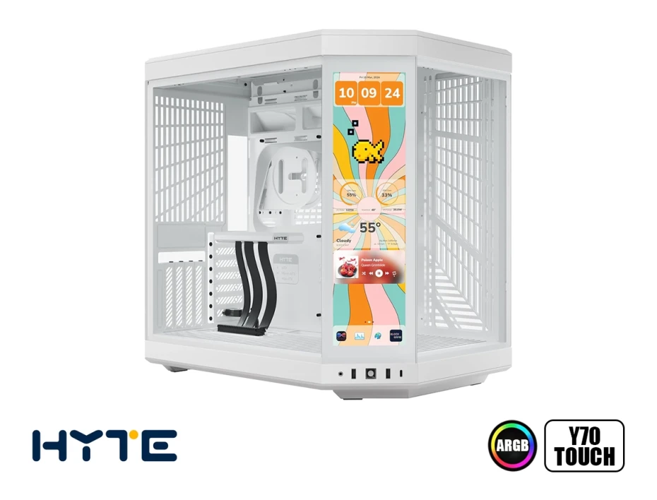 Case Hyte Y70 Touch In S/fuente Isnow W 14.9" Now White (cs-hyte-y70tti-ww) Mid Tower, Paneles De Vidrio Templado, Blanco