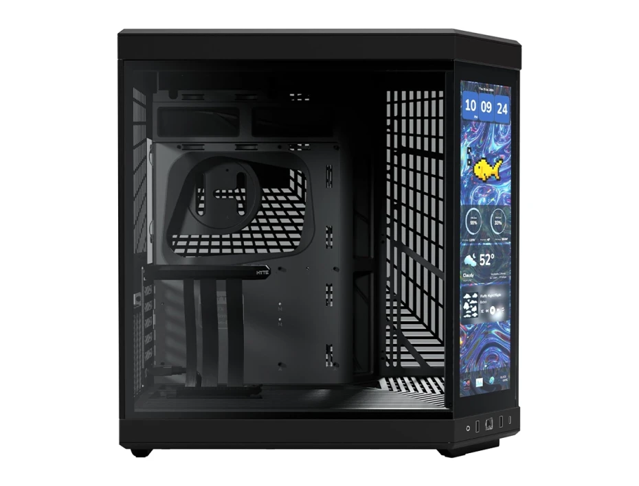 Case Hyte Y70 Touch In S/fuente Infinite With 14.9" Pitch Bk Snow (cs-hyte-y70tti-bb) Mid Tower, Paneles De Vidrio Templado, Negro