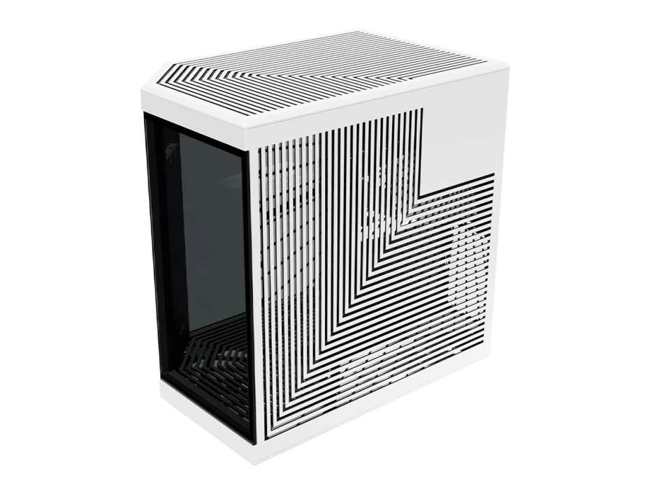 Case Hyte Y70 Touch In S/fuente Infinite With 14.9" Panda Bk Snow (cs-hyte-y70tti-wb) Mid Tower, Paneles De Vidrio Templado, Negro Y Blanco