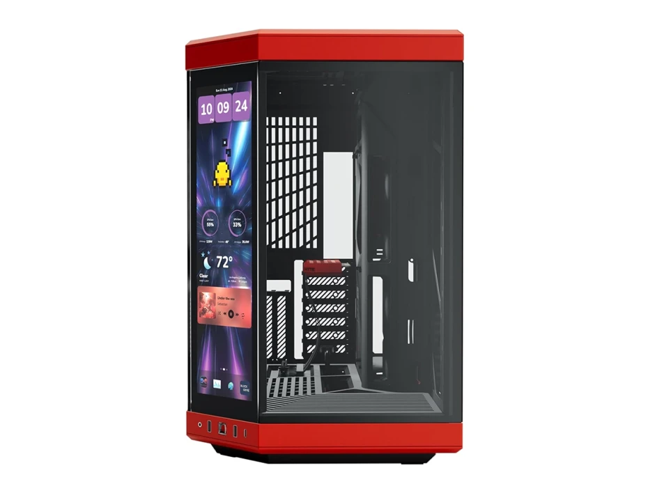 Case Hyte Y70 Touch I S/fuente  Infinite With 14.9" Black - Cherry (cs-hyte-y70tti-rb) Mid Tower, Paneles De Vidrio Templado, Rojo Y Negro