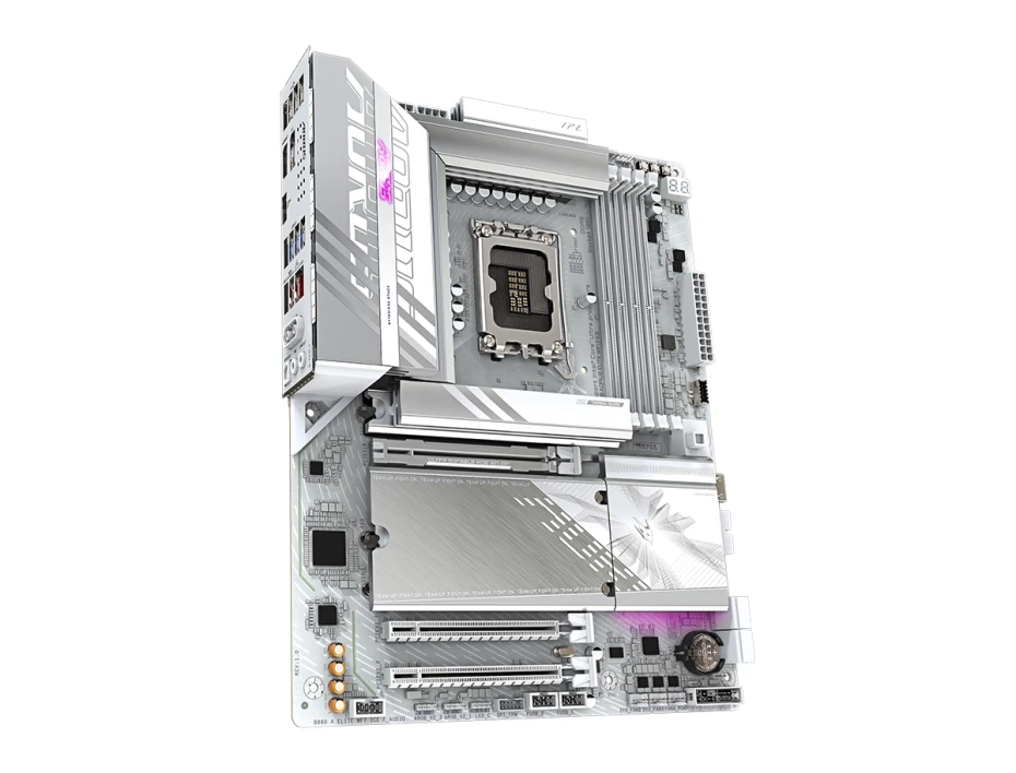 Placa Madre Gigabyte B860 Aorus Elite Wifi 7 Ice (90-b860-a-elite-wf7-ice)  Blanco, Socket Lga 1851, Ram Ddr5, Core Ultra