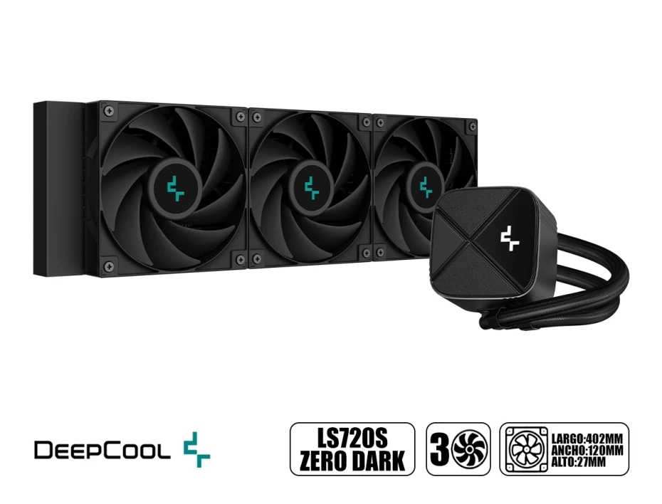 Sistema De Enfriamiento Liquido Deepcool Ls720s Zero Dark (r-ls720-bknnmm-g-1) 3 Ventiladores, 360mm,