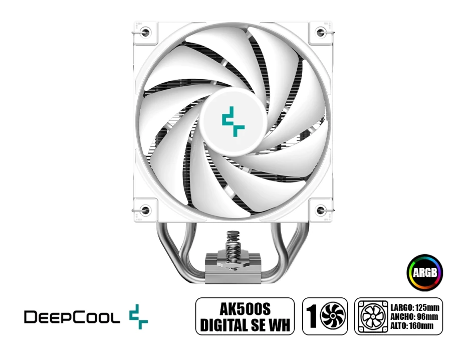 Cooler Para Procesador Deepcool Ak500s Digital Se Wh (r-ak500s-whadmn-gjd) 1 Ventilador, 120mm, Rgb, Blanco