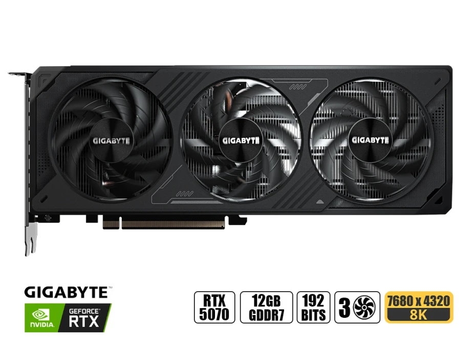 Tarjeta De Video Gigabyte Geforce Rtx 5070 12gb Gddr7 Windforce Sff (gv-n5070wf3-12gd) Nvidia 192 Bits, 3 Ventiladores