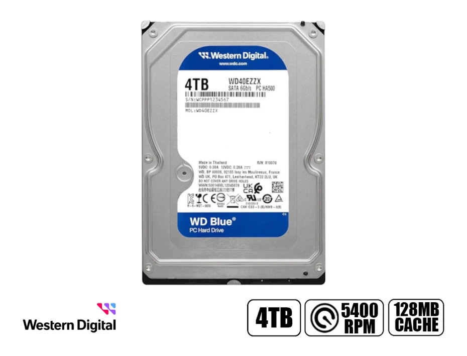 Disco Duro Wester Digital 4tb Azul | 128 Mb | 5400rpm (wd40ezzx)