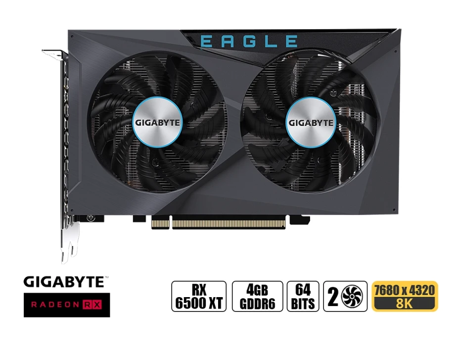 Tarjeta De Video Gigabyte Rx 6500 Xt Eagle 4gb Ddr6 (gv-r65xteagle-4gd) Radeon 64 Bits, 2 Ventiladores