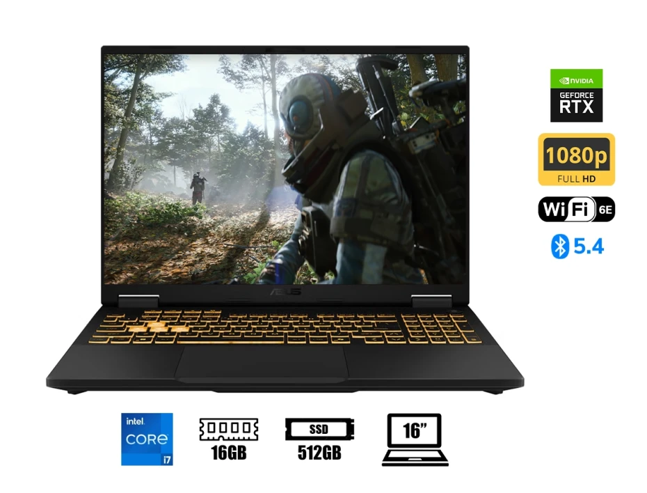 Laptop Asus Core I7-14650hx Asus Tuf F16 Fx608jhr-es73 (90fx608jhr-es73) 16" Fhd 165hz, Ram 16gb, Ssd 512gb, Rtx 5050 8gb, Jaeger Gray, 14gen.