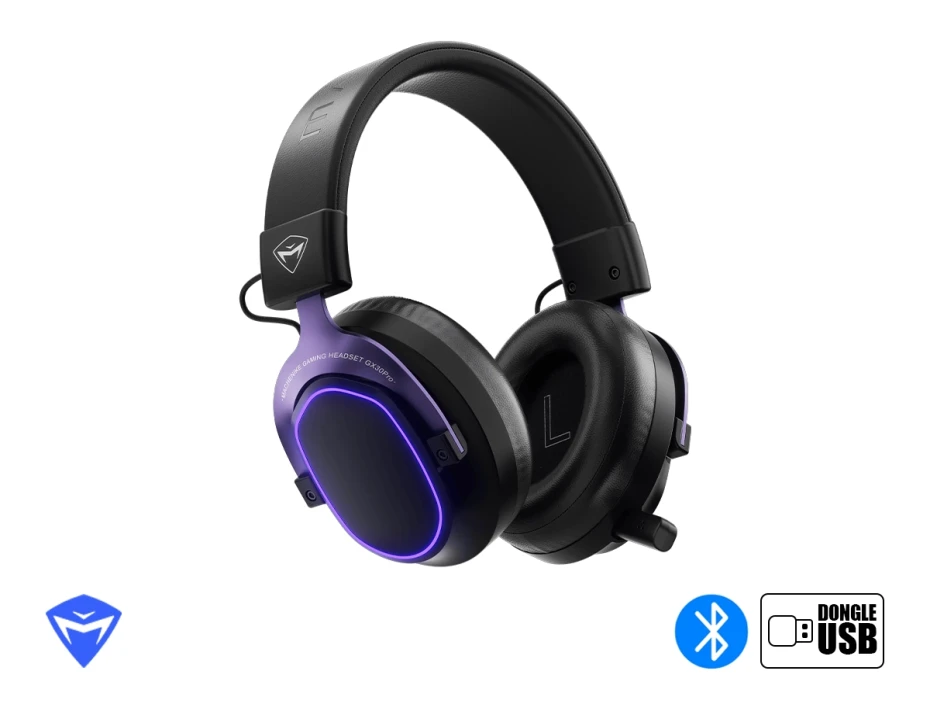 Auricular Machenike Gaming (gx30 Pro) Con Microfono Retractil, Bluetooth 5.3, Luz Neon, Negro