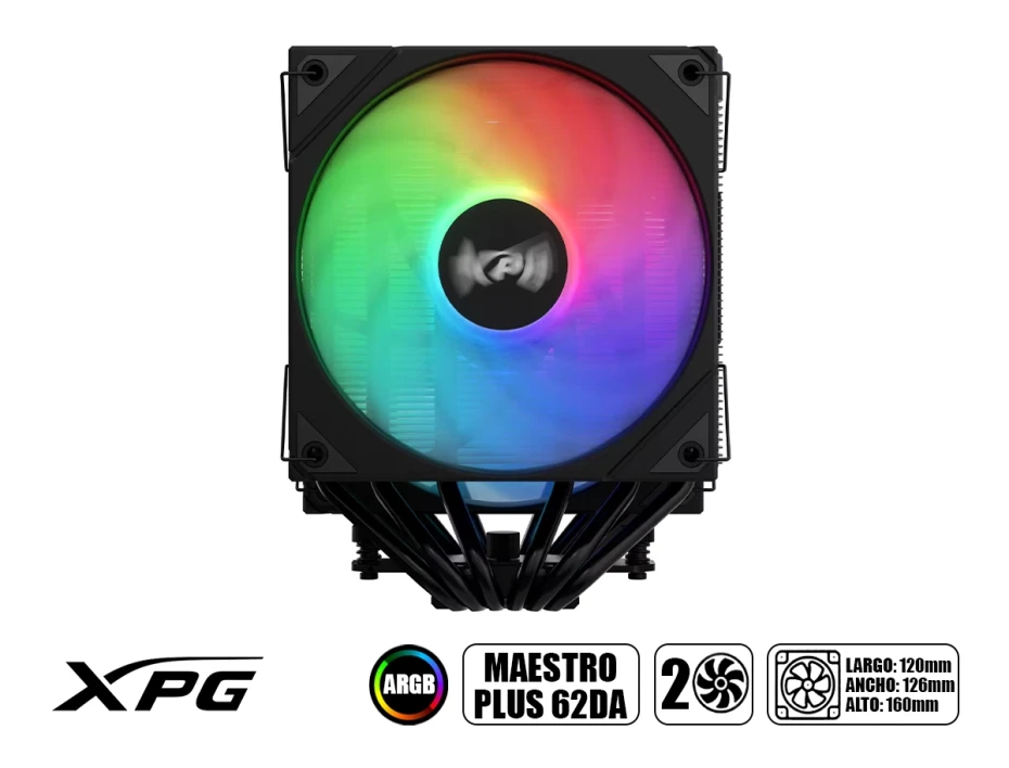 Cooler Para Procesador Xpg Maestro Plus 62da (maestroplus62da-bkcww) Digital Argb, 120mm, Hasta 1800rpm, Negro