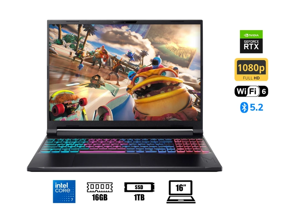 Laptop Acer Core 7-240h Nitro V 16 Anv16s-71-7771 Gaming (nh.u24aa.003) Pantalla 16" Fhd, Ram 16gb, Ssd 1tb, Rtx 5060 8gb, Win11, Obsidian Black
