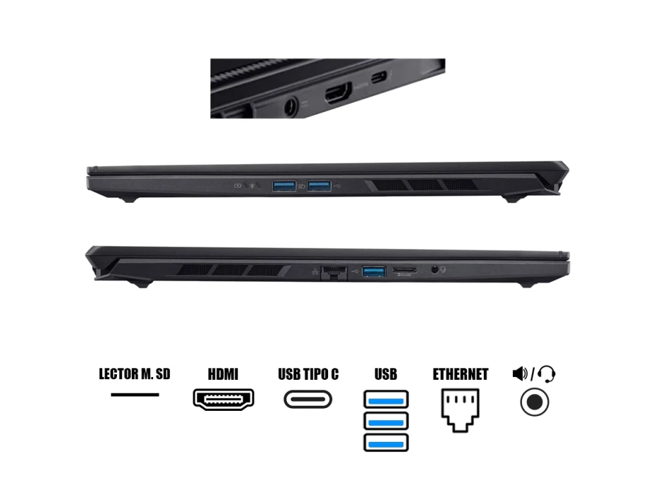 Laptop Acer Core 7-240h Nitro V 16 Anv16s-71-7771 Gaming (nh.u24aa.003) Pantalla 16" Fhd, Ram 16gb, Ssd 1tb, Rtx 5060 8gb, Win11, Obsidian Black