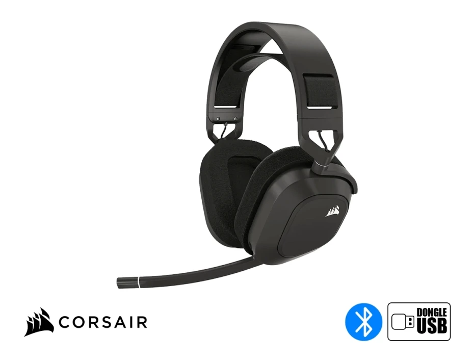 Auricular Corsair Hs80 Max Wireless, Con Microfono, Control De Volumen, Almohadillas Suaves, Color Steelgray