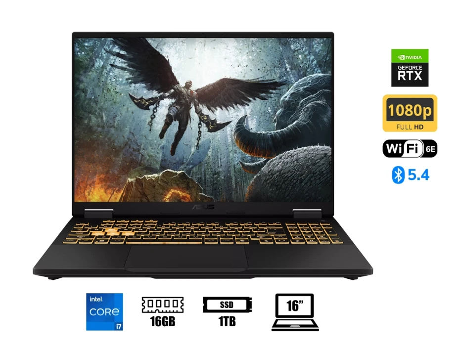 Laptop Asus Core  I7-14650hx Asus Tuf F16 Gaming (fx608jpr-wh74) 16 (1920x1200) 165hz, Ram 16gb, Ssd 1tb, Rtx 5070 8gb, Win11, Rgb, Gray, 14gen.