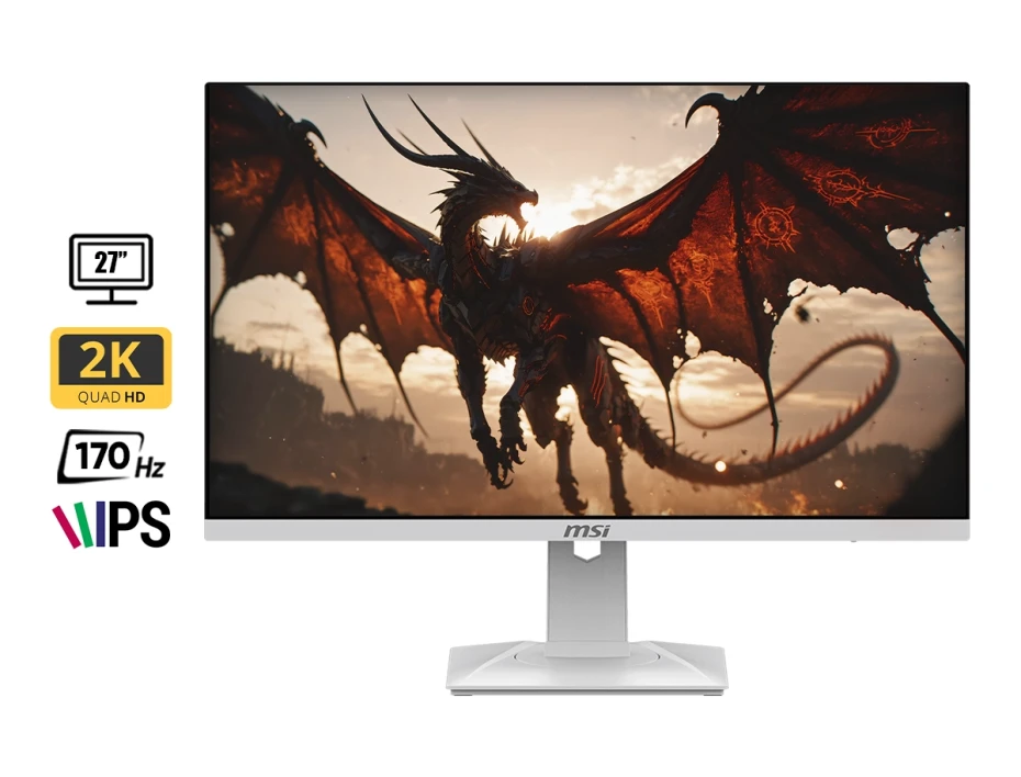 Monitor Msi 27 Pulgadas, Gaming Led G274qrfw, Qhd, Blanco, Ips,  Puerto 2 Hdmi Displayport, 1ms, 170hz G-sync (g274qrfw)
